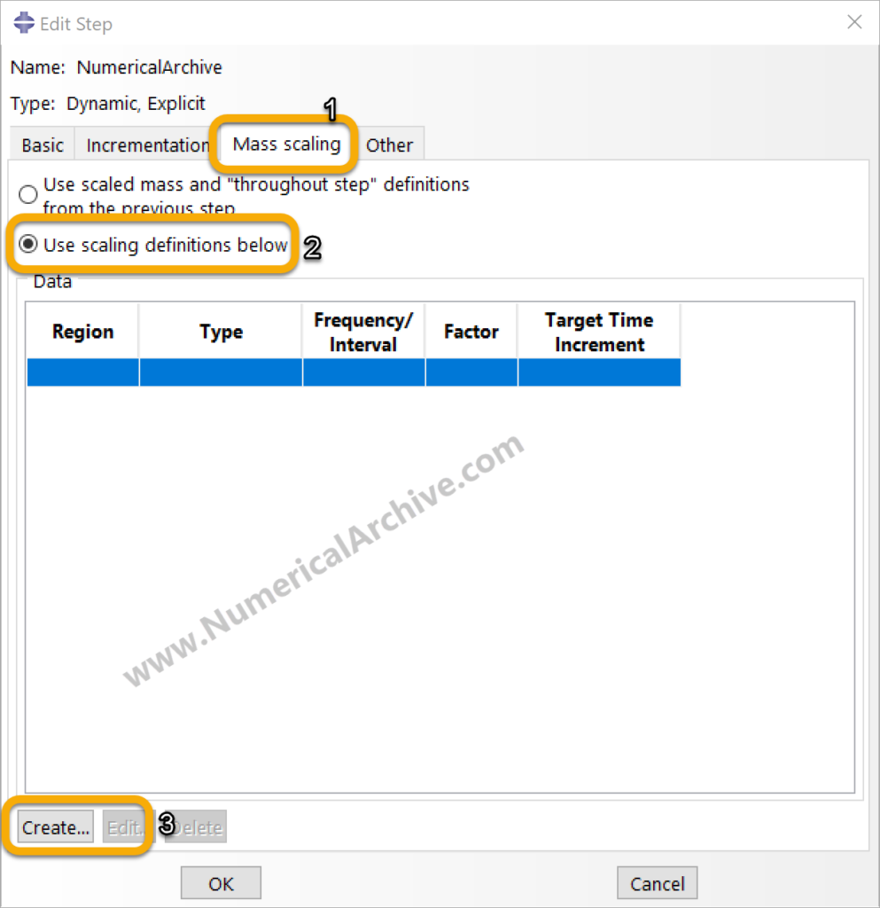 Mass Scaling tab in an Abaqus Explicit step