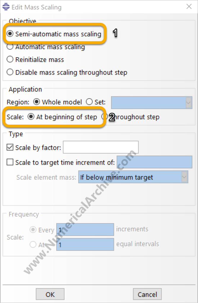 Fixed mass scaling at the beginning of an Abaqus Explicit step