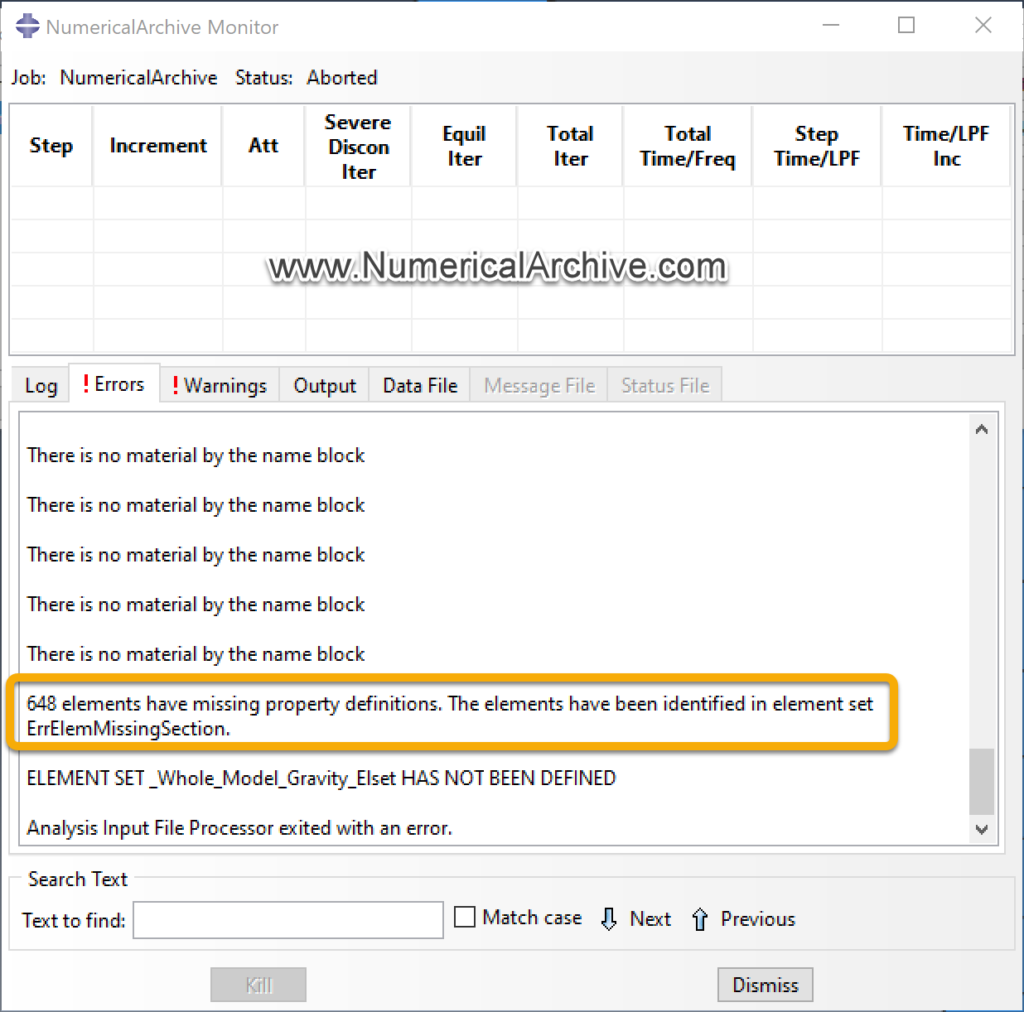 Missing Property Definition error in Abaqus