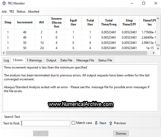 Time increment required is less than the minimum specified Abaqus error