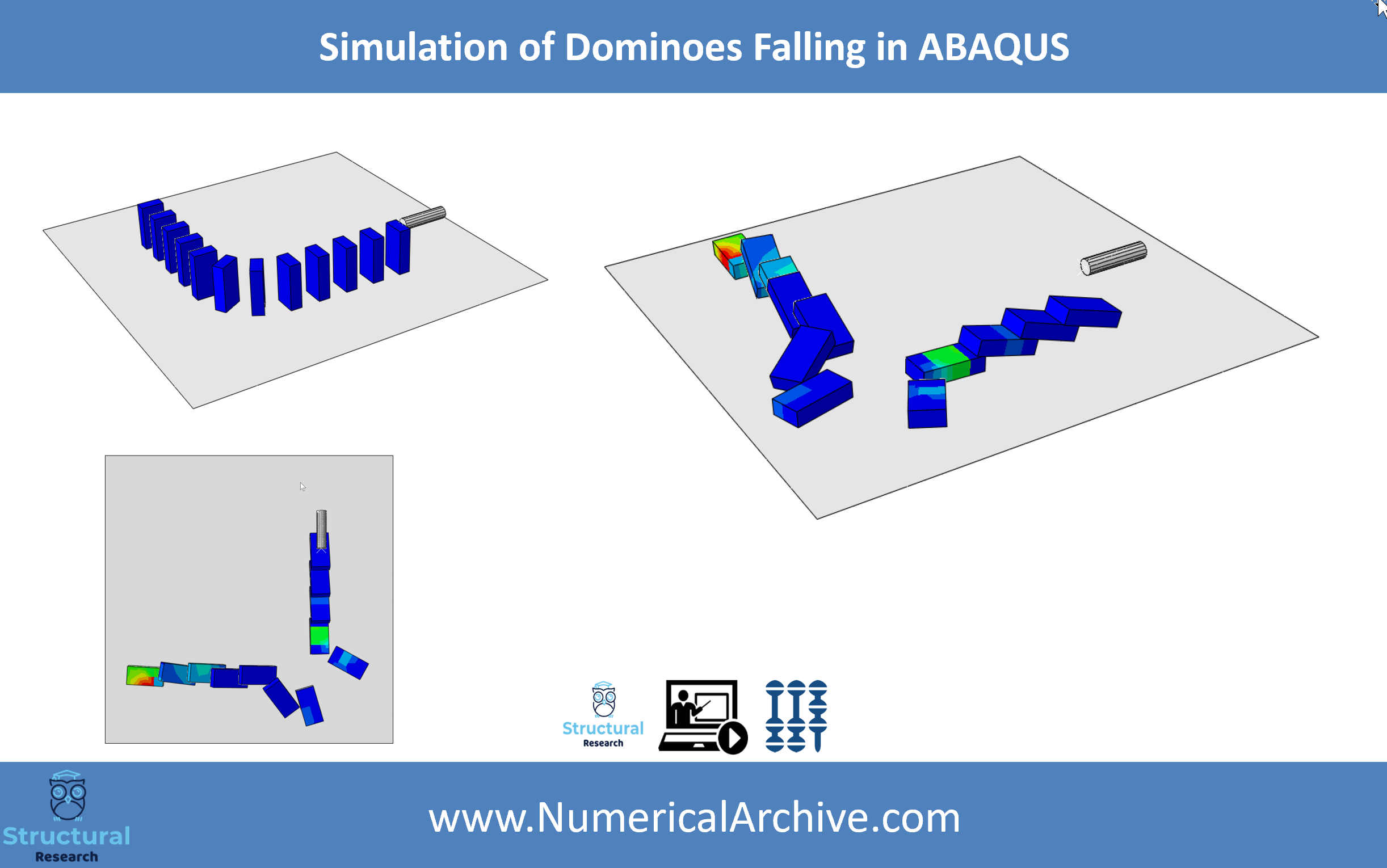 Sequential Contact Simulation of Falling Dominoes — ABAQUS Model