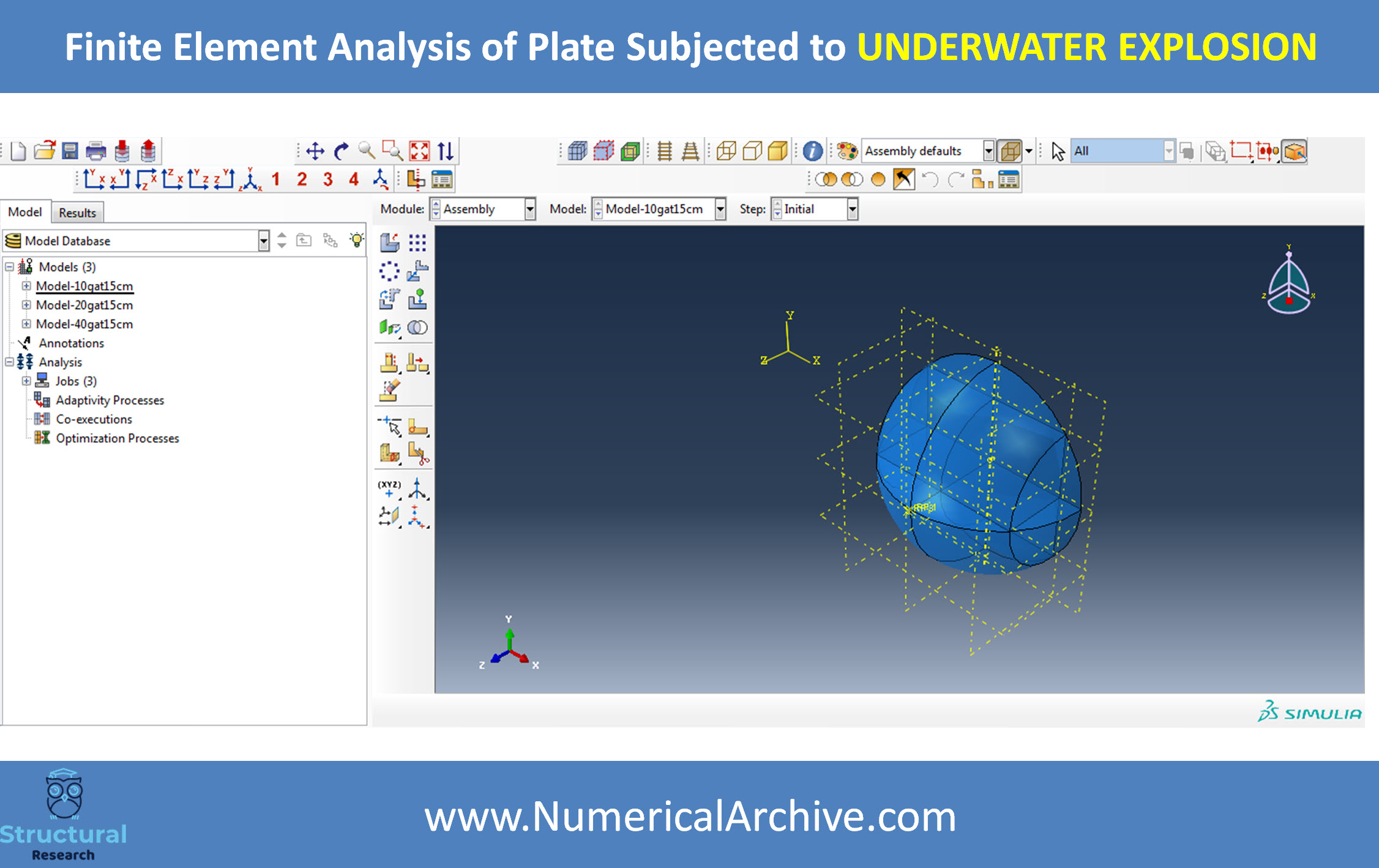 Steel Plate Response to Underwater Explosion — Validated ABAQUS Model thumbnail 3