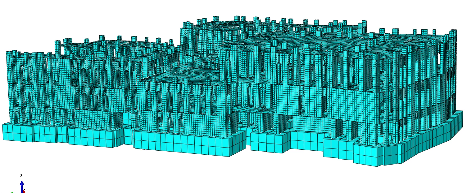 Three-dimensional finite-element mesh of the historic masonry structure