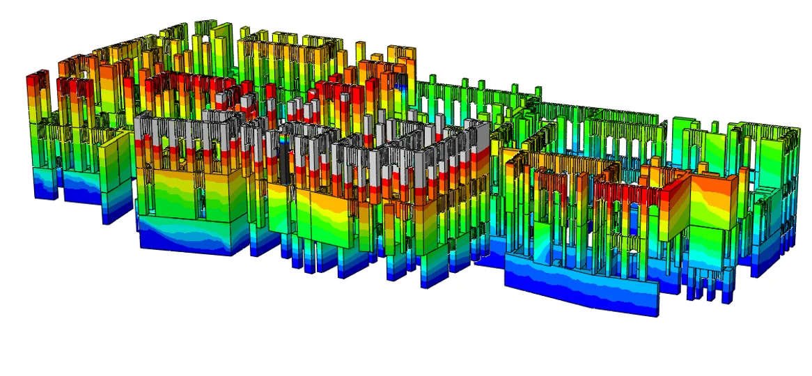 Finite-element response contour of the historic masonry structure