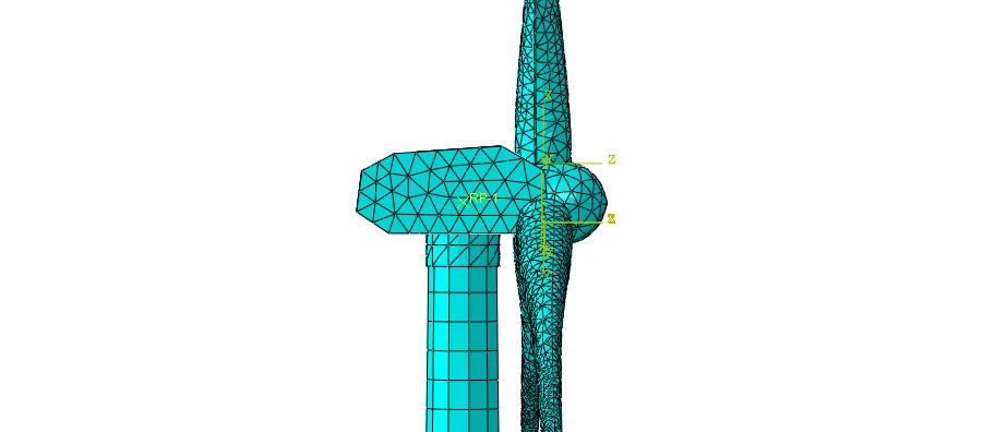 Finite-element mesh around the nacelle and blade region