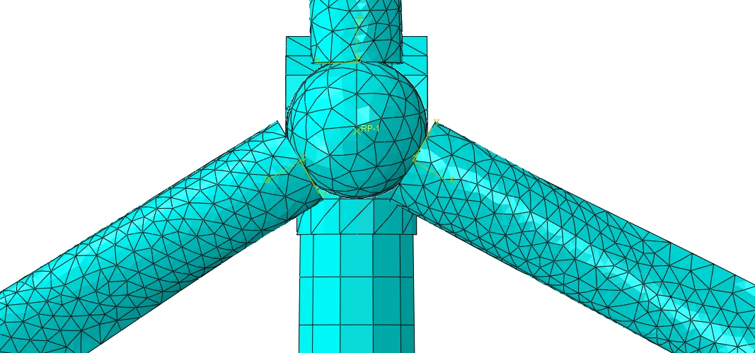 Finite-element mesh of the rotor hub and blade roots