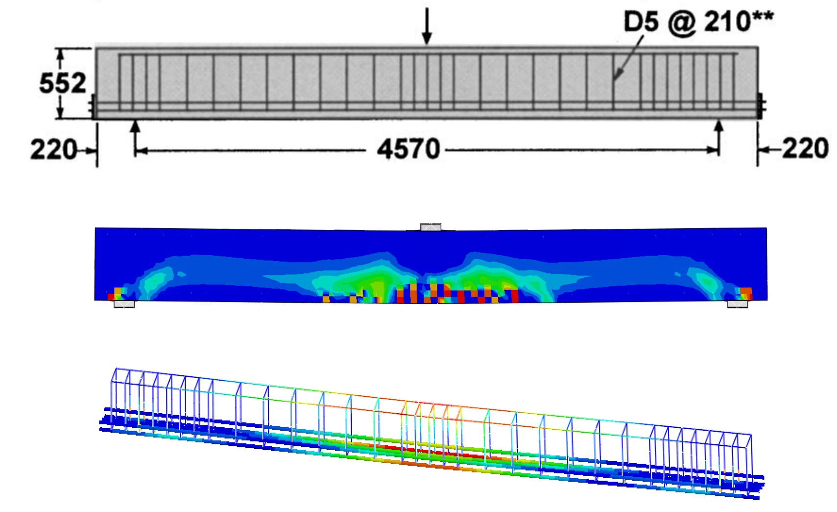 Concrete tensile or compressive damage contour from an Abaqus reinforced concrete analysis